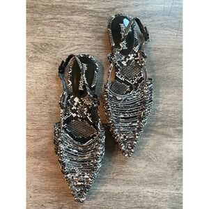 Jeffrey Campbell Snake Print Slingback Pointed Toe Flats Women's 8.5